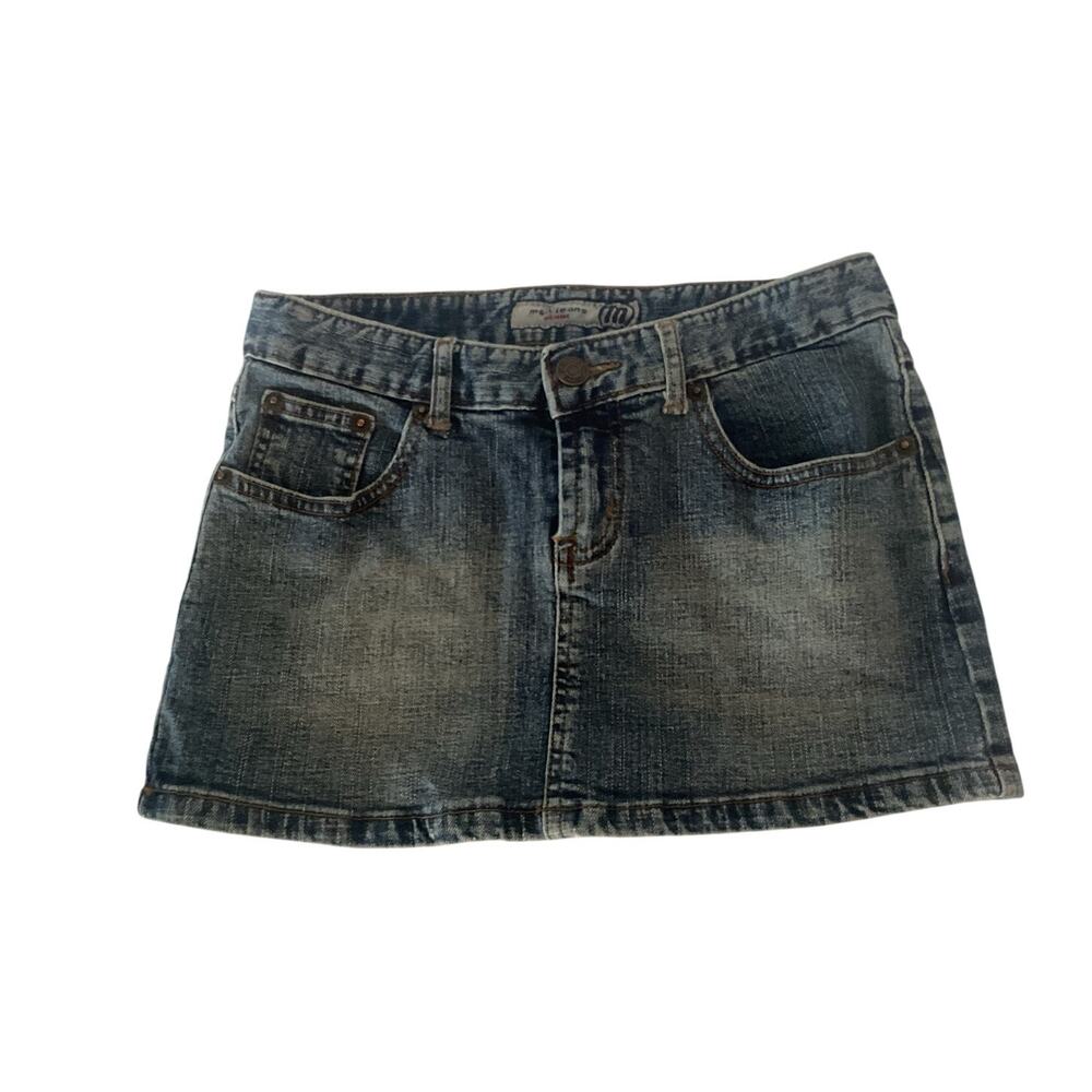 Vintage Mudd Jeans Denim Mini Skirt Y2K Low Rise Acid Wash Blue Juniors